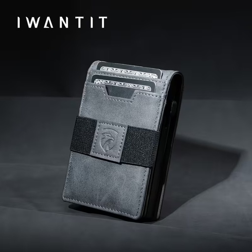 Billetera Cartera Tarjetero de Lujo para Caballero 3 en 1 Marca iwantit / Modelo iwV1 / Gris