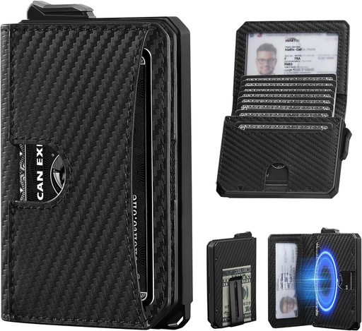 Billetera Cartera Tarjetero de Lujo para Caballero Iwantit Horizontal / Modelo iwh1 / Fibra de Carbono