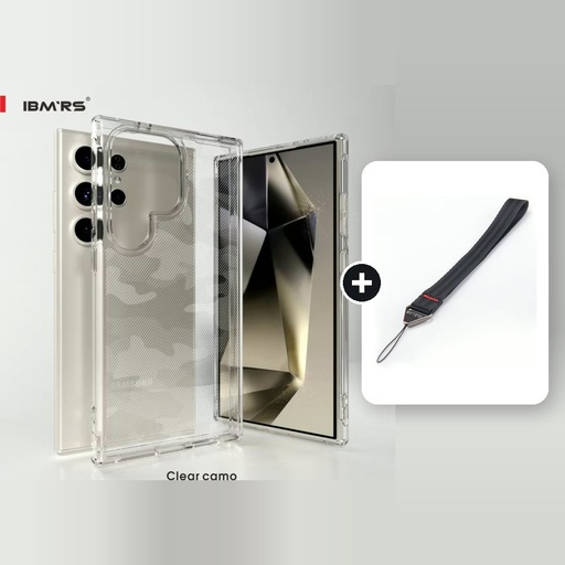 [CMB-SS24U-TRC] [Combo] Samsung Galaxy S24 Ultra / Forro Ibmrs Transparente Camuflaje + Cuerda Corta