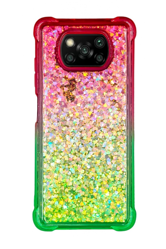 Forro Liquido Degradado Xiaomi Poco X3 Pro Verde con Fucsia